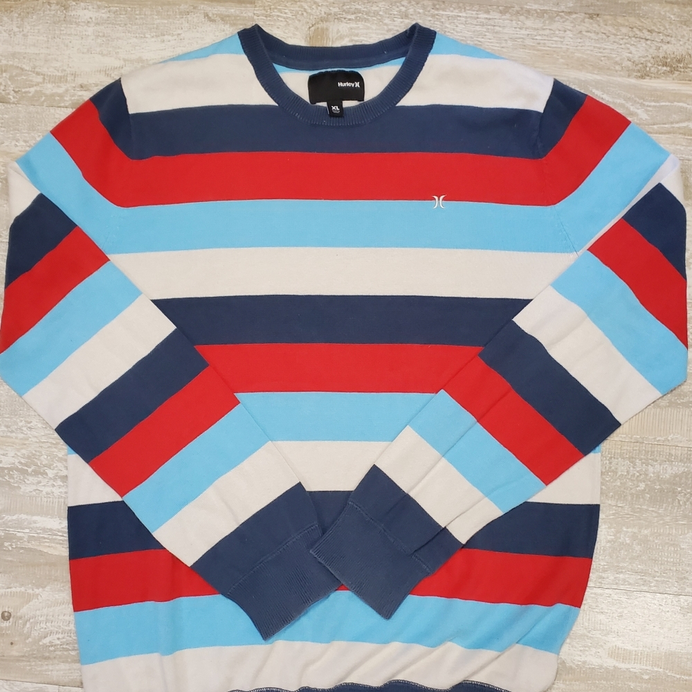 Hurley Crew Nexk Sweater Red Blue White XL X-Large